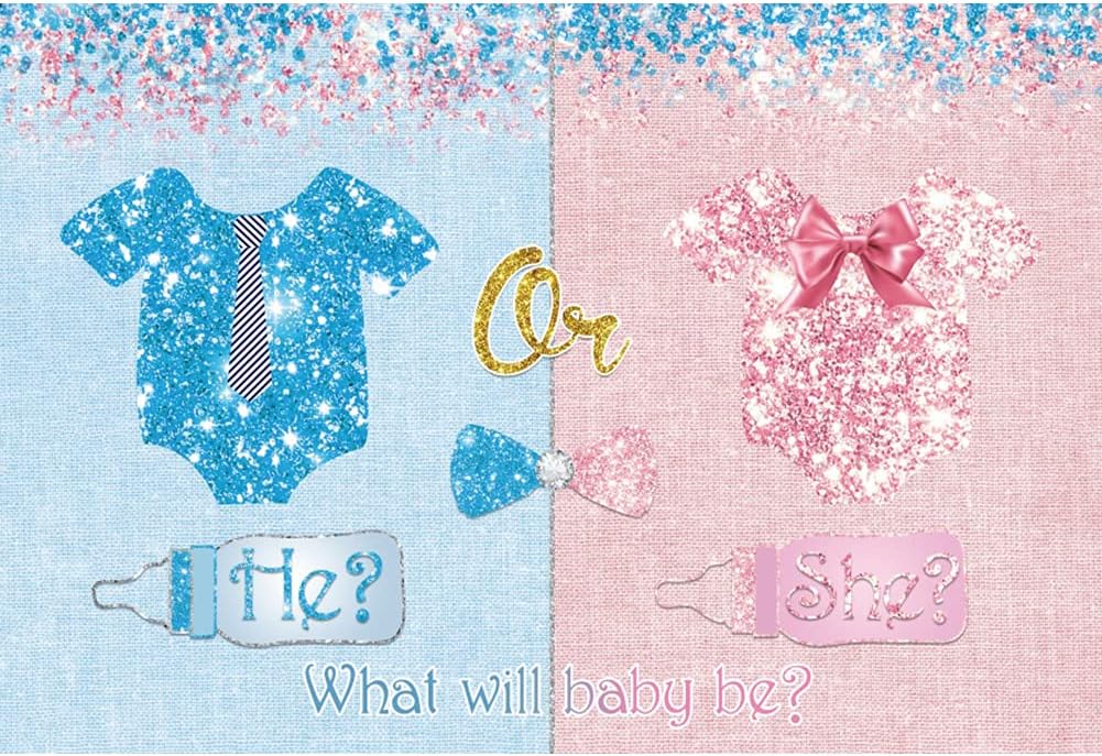 Renaiss 1.5x1.2m Gender Reveal Hintergrund Rosa Blau Glitter Fotografie Hintergrund Er oder Sie Mädc