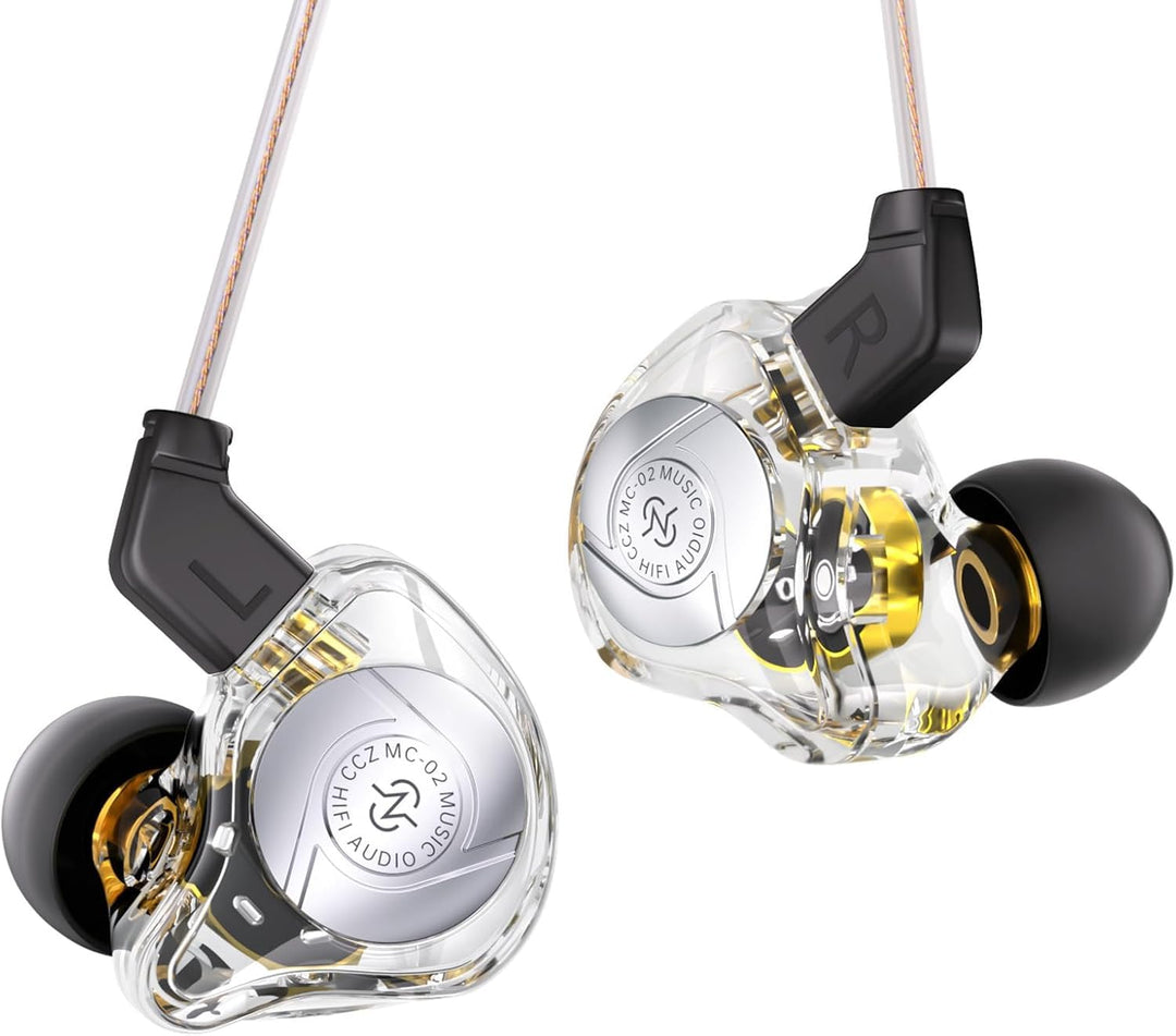 CCZ MC02 In Ear Monitor, In Ear Gaming Kopfhörer 10-mm-Dual-Magnet DD PET-Membran, IEM Kraftvoller B