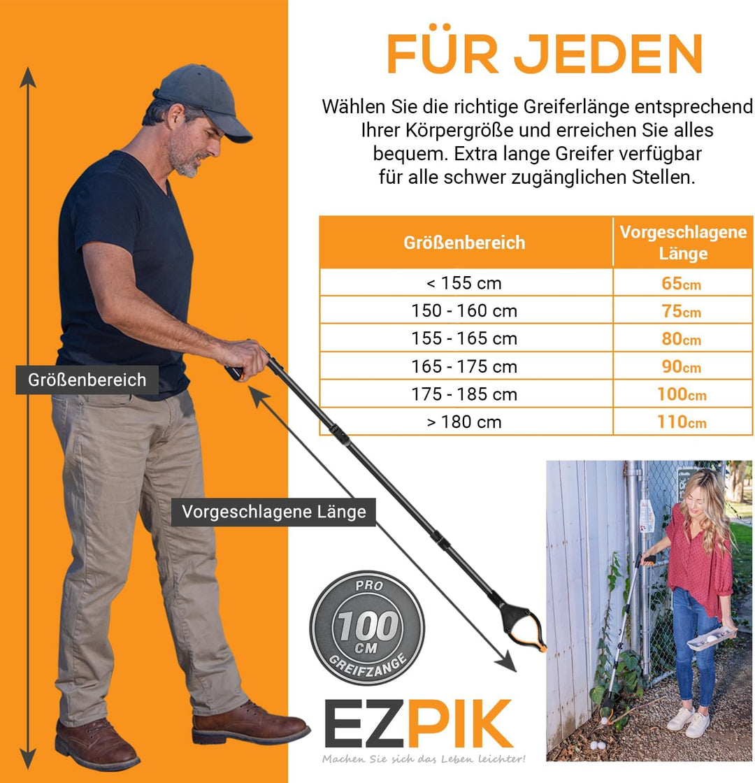EZPIK 2 x 100 cm Greifer für Senioren mit Magnet-Greifarm, Robuste Greifzangen für Menschen mit Behi