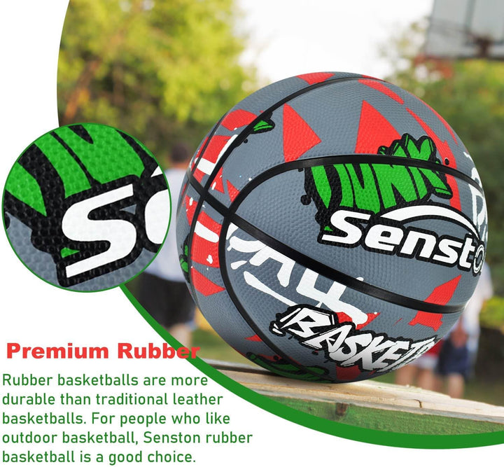 Senston Basketball Grösse 7, Baskettball mit Pumpe, Outdoor Basketbälle, Anti-Rutsch und Hervorragen