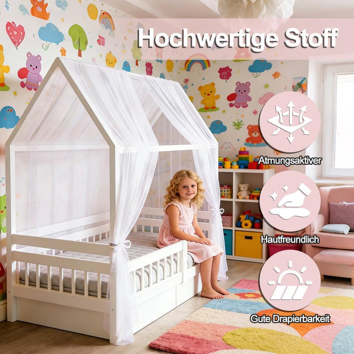 Hausbett Himmel 2 Stück 350x150cm Weiss, Weiss