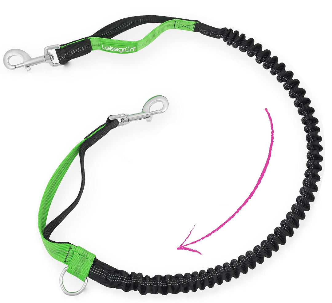 Leisegrün Bungeeleine für mittelgrosse Hunde bis 25 kg - Elastische Hundeleine für Joggingleine - Lä