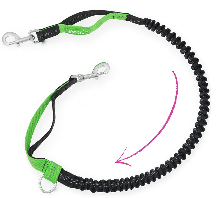 Leisegrün Bungeeleine für mittelgrosse Hunde bis 25 kg - Elastische Hundeleine für Joggingleine - Lä
