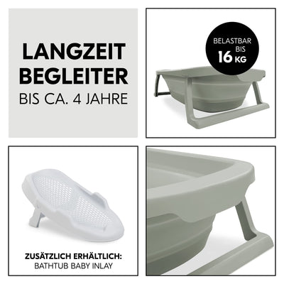 Hauck Babybadewanne Wash N Fold M, Babywanne Faltbar für Neugeborene bis 16 kg, Ablaufstöpsel mit Fa