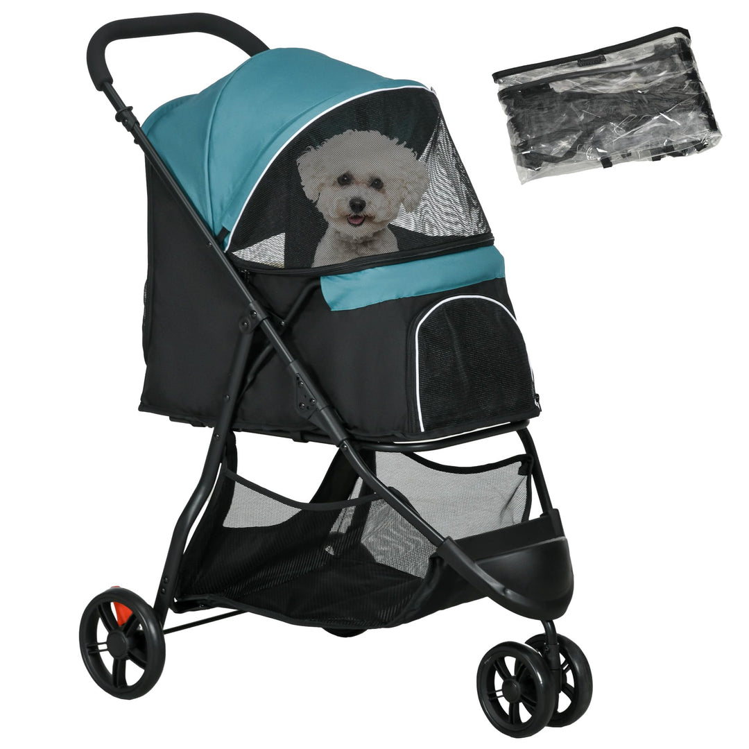 PawHut Hundewagen 2 in 1 Hundebuggy klappbar für Hunde &amp; Katzen bis 10 kg Katzenbuggy mit Kissen Net