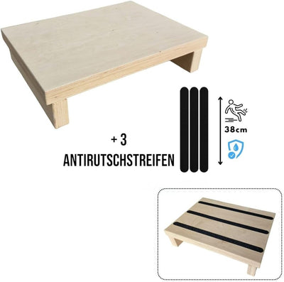 TrustHome Tritthocker Holz, Schemel, Fussbank, Fussstütze, Einstiegshilfe Badewanne/Dusche/Bett/Wohn
