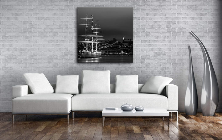 deyoli Segelboote im Hafen von Stockholm Format: 70x70 Effekt: Schwarz&Weiss als Leinwandbild, Motiv