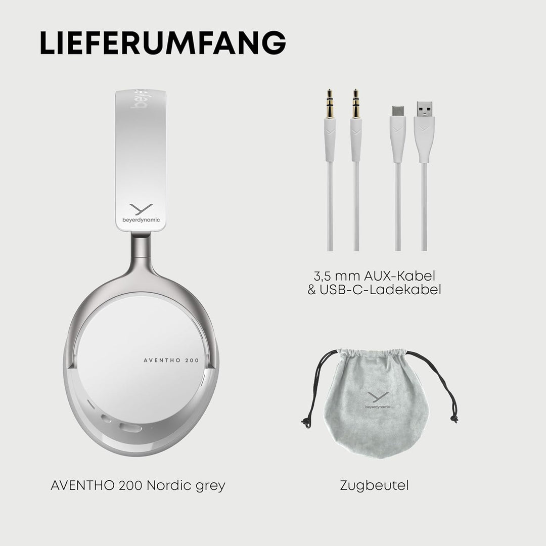 beyerdynamic AVENTHO 200 Wireless Over-Ear Kopfhörer mit ANC in Nordic Grey Nordic-grey, Nordic-grey