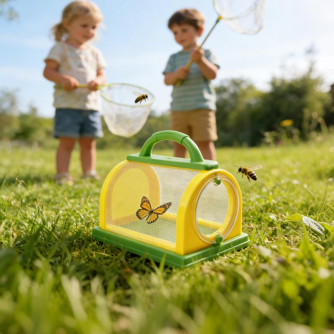Kids Outdoor Explorer Kit Forscher Set Kinder, enthält Schmetterlingsnetz, Insektenbehälter, Lupe, I