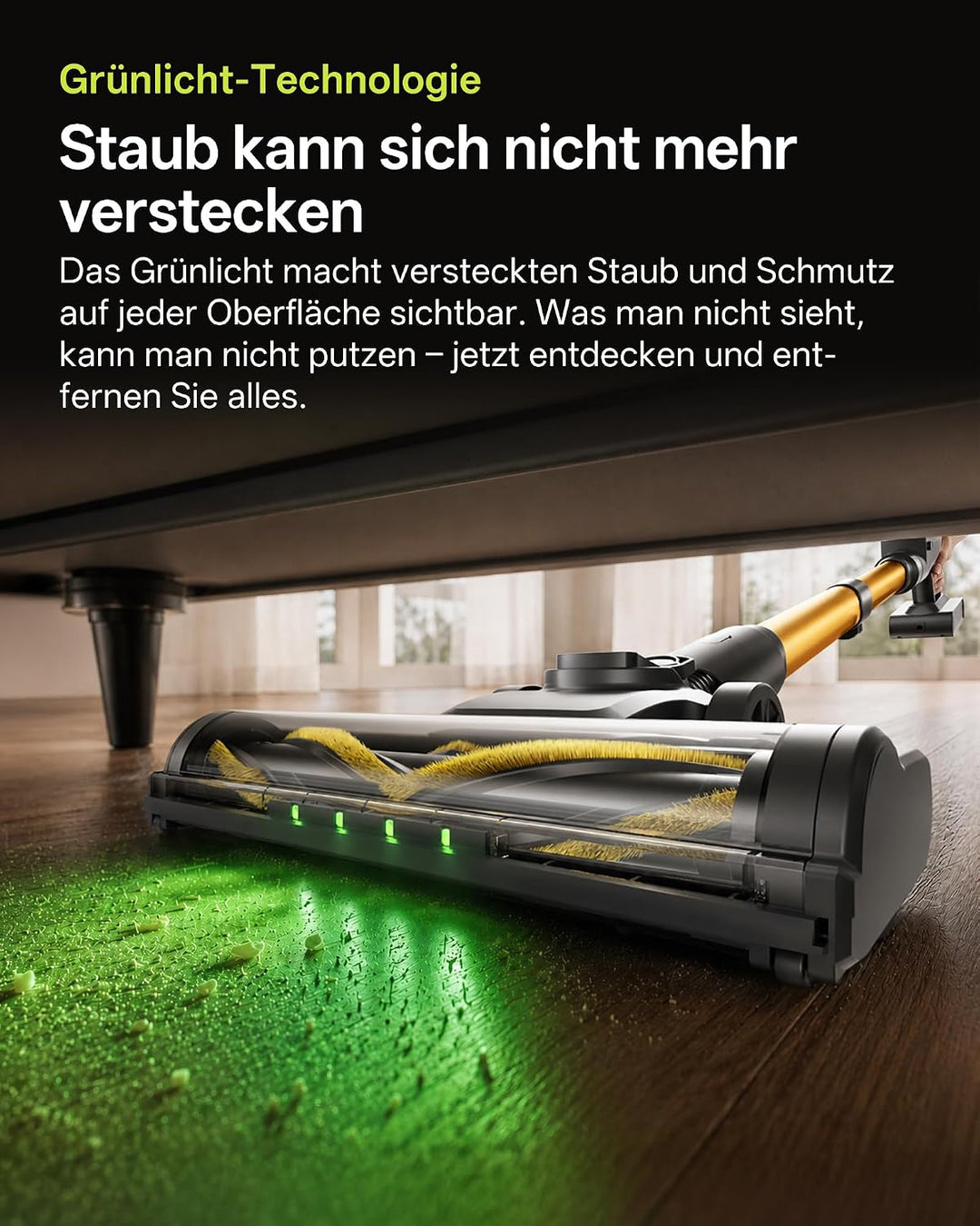 Vexilar 14pro Akku Staubsauger, Staubsauger Kabellos mit Flex-Gelenk, Green LED, Touchscreen, Selbst