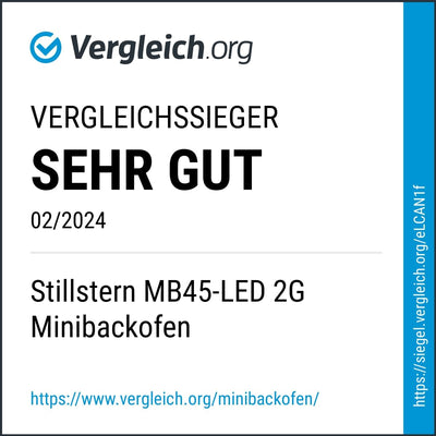 Stillstern Minibackofen mit Umluft (45L) Deutsche Version, 13 Programme, Zubehör 2x Backblech, Drehs