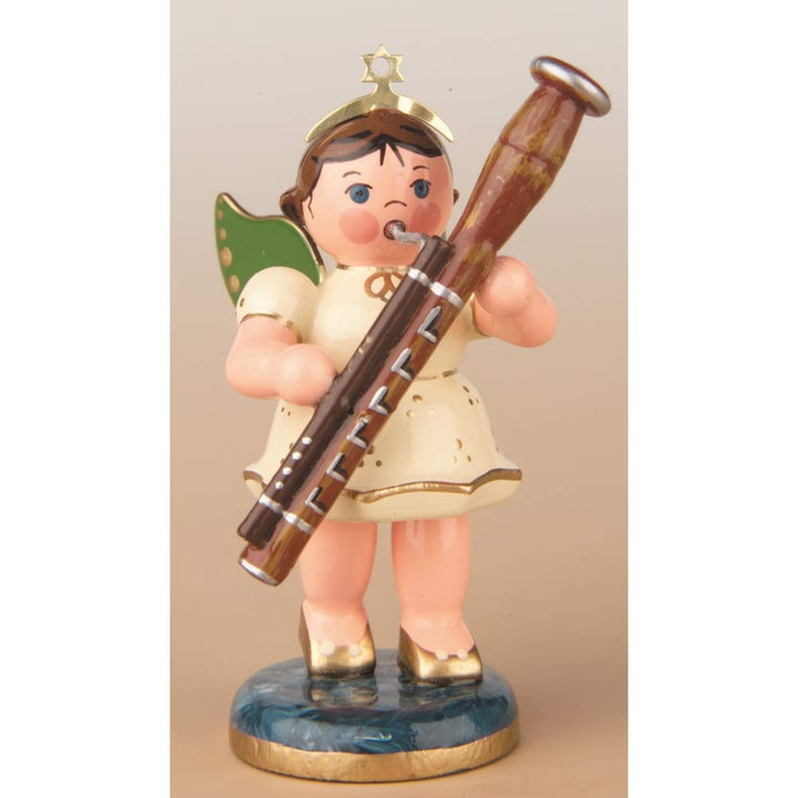 Engel mit Fagott - 6,5cm / Weihnachtsengel - Original Erzgebirge Engel -Hubrig Volkskunst