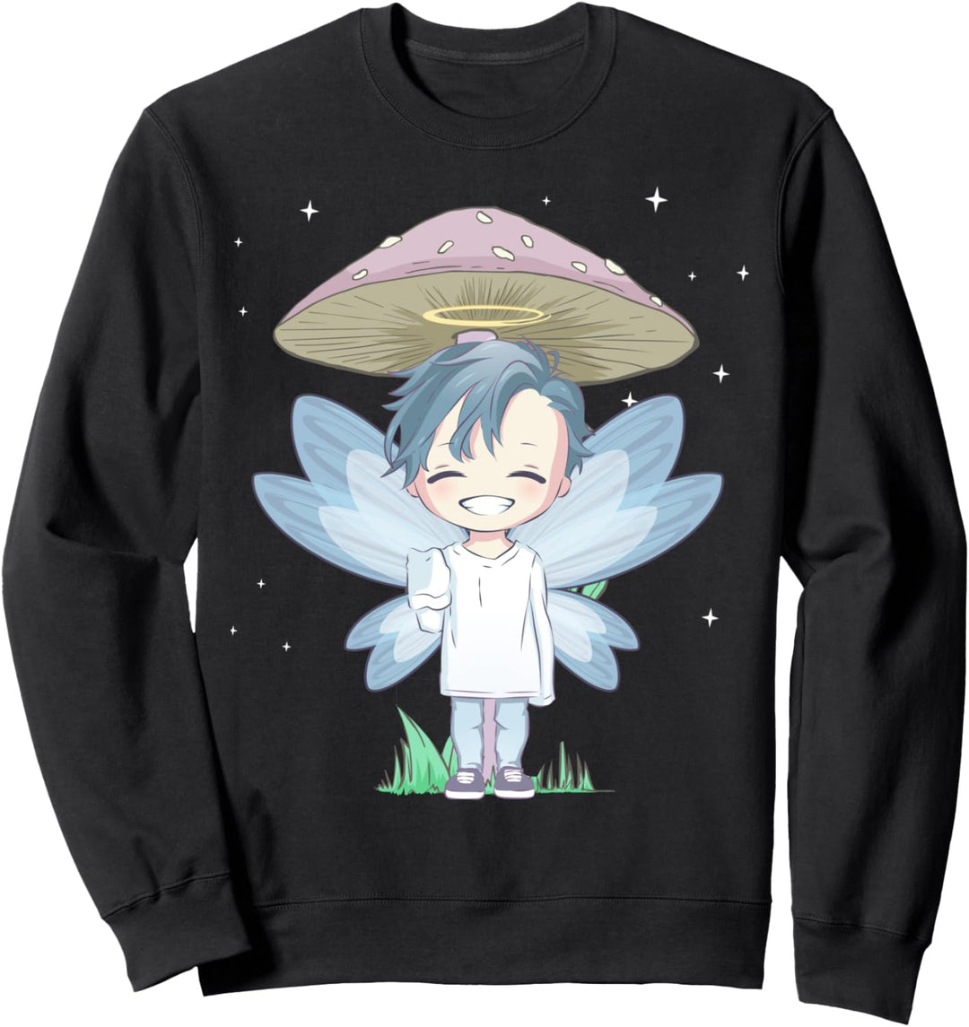 Fairycore Ästhetischer Chibi Fairy Anime Boy Engel Pilz Sweatshirt