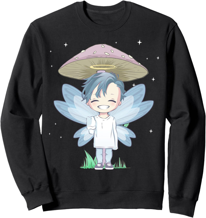 Fairycore Ästhetischer Chibi Fairy Anime Boy Engel Pilz Sweatshirt