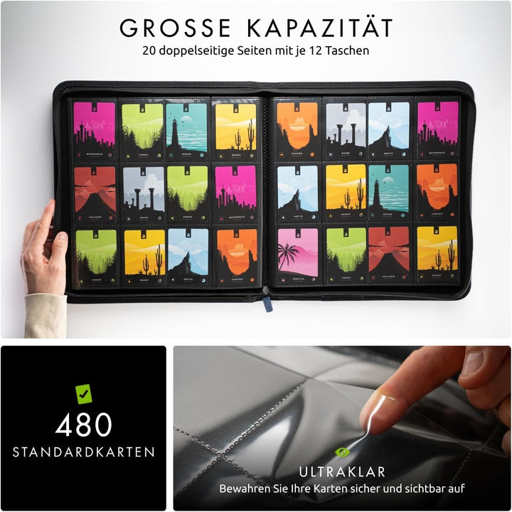 Vault X Premium eXo-Tec Zip Heftmappe - 12 Fächer Sammelkarten Trading Cards Mappe - 480 Fächer mit