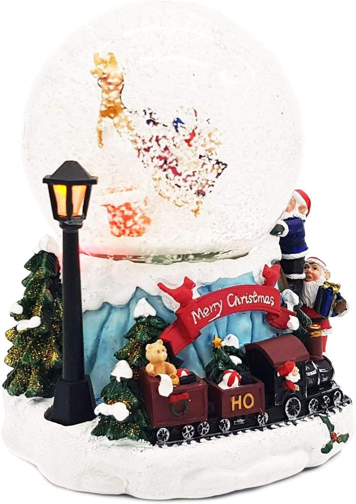 Wichtelstube-Kollektion XL LED Schneekugel Weihnachten elektrischer Schneewirbel, viele Melodien und