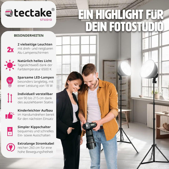 TecTake 800106 Profi Fotostudio Set inkl. Leuchtmittel Softbox + Stativ - Diverse Modelle - (2X Stud