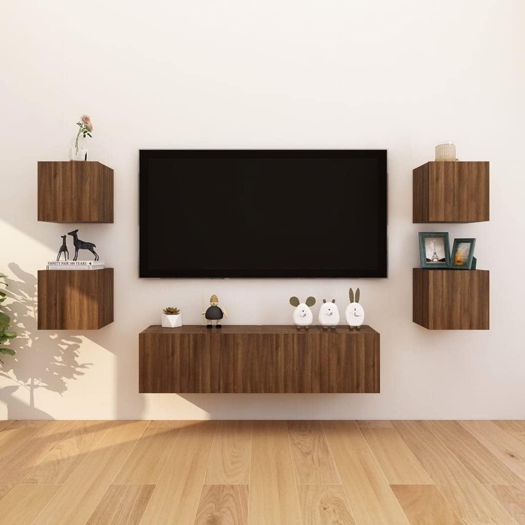 homiuse TV-Wandschrank 2 STK. Braun Eiche 30,5x30x30 cm HäNgende TV-Schrank Tv Schrank HäNgeschrank