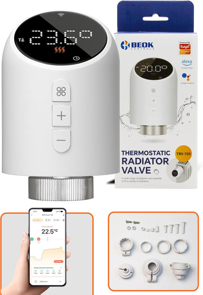 Beok Heizkörperthermostat WLAN, Smart Home Heizungsthermostat Heizkörper Thermostatkopf Thermostat H