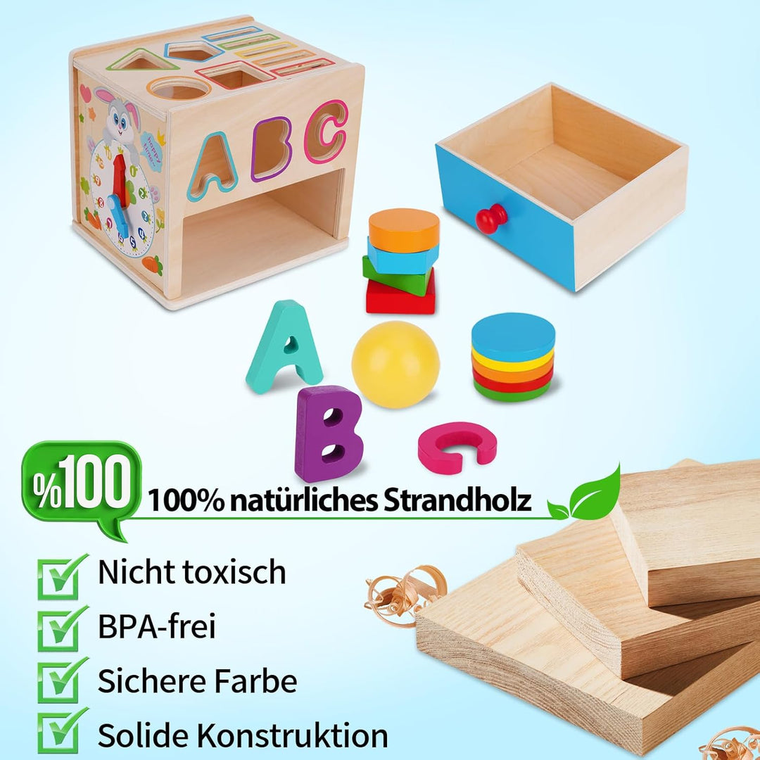 FCSONU Kinder Montessori Spielzeug ab 1 2 3 Jahre Jungen Mädchen, Holz Motorikspielzeug ab 1 Jahr, F