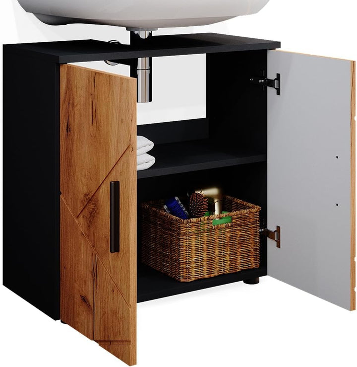 Vicco Waschbeckenunterschrank Irma, Anthrazit/Eiche, 60 x 59 cm Anthrazit Waschbeckenunterschrank 60
