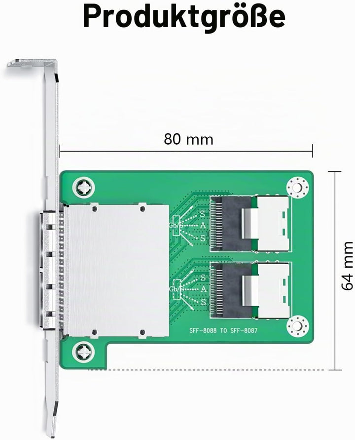 10Gtek SAS Adapter 2X Internal SFF-8087 to 2X External SFF-8088 Slot 8087 Slot to 8088 Slot, 8087 Sl