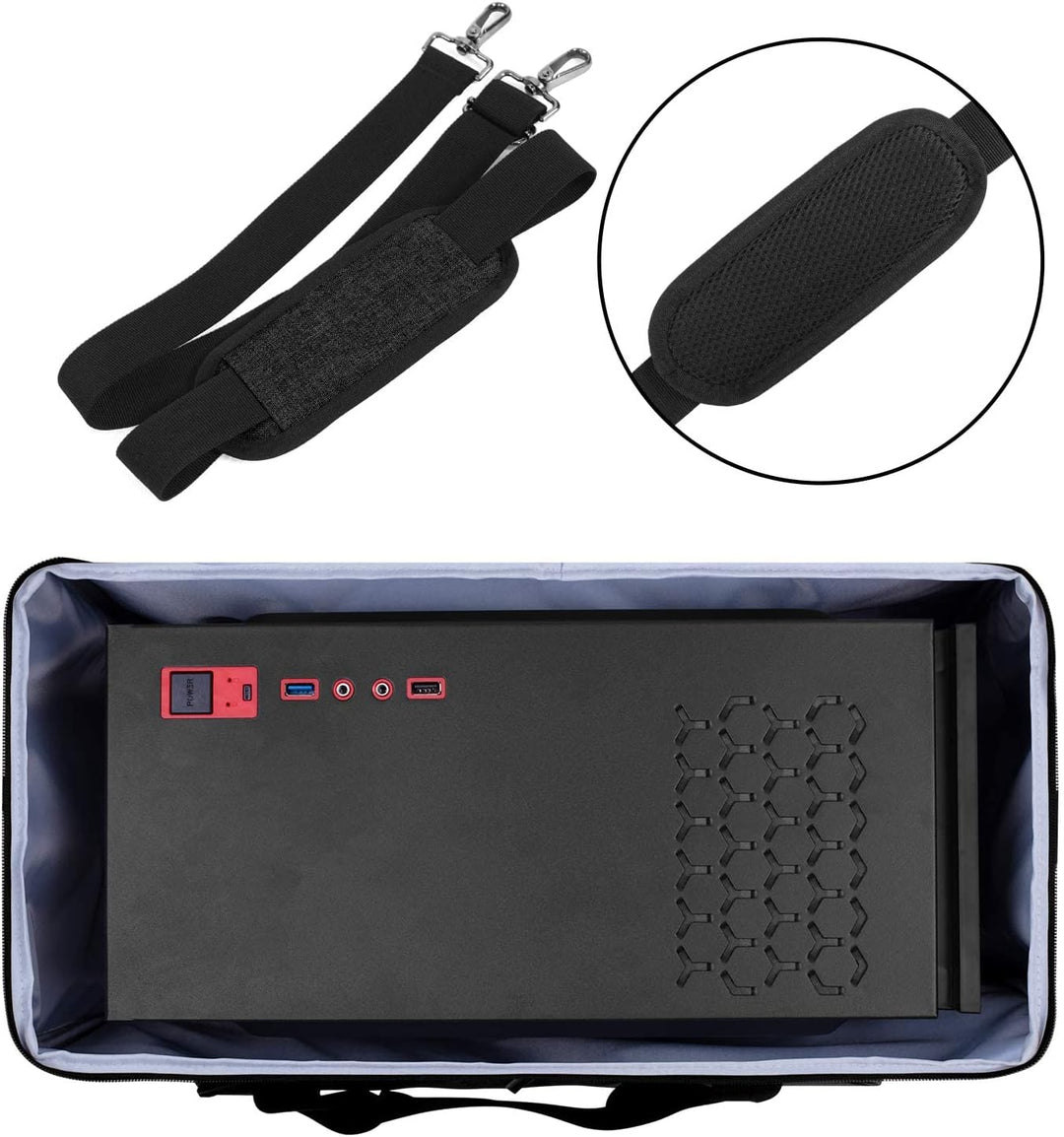 CURMIO Doppelschichte Tragetasche für PC Computer, Desktop-Computer-Reisetasche für PC-Gehäuse, Tast