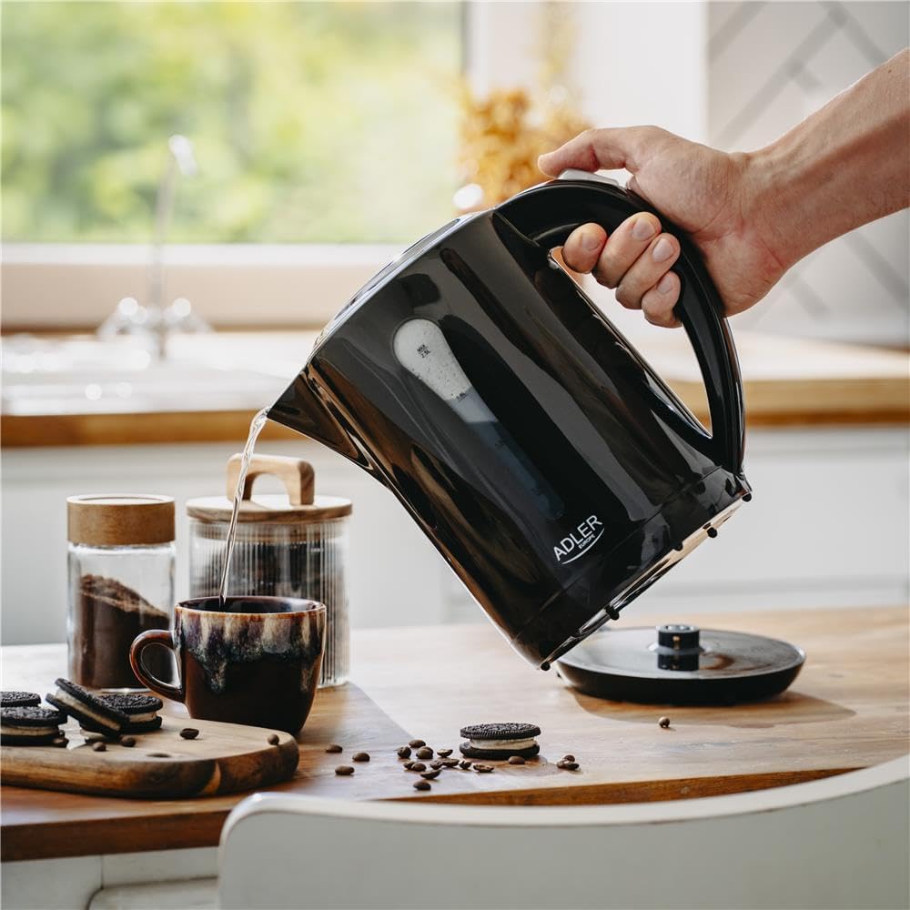 ADLER EUROPE AD 1244 Wasserkocher, 2,5 L Fassungsvermögen, 2200W, Automatische Abschaltung, Schwarz