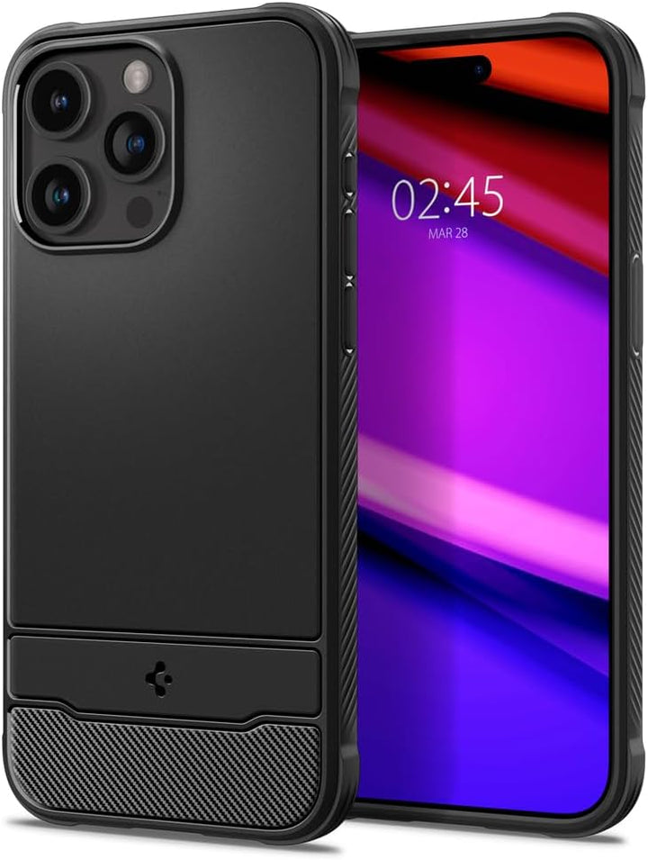 Spigen Rugged Armor MagFit Matte Hülle Kompatibel mit iPhone 15 Pro Kompatibel mit MagSafe -Schwarz