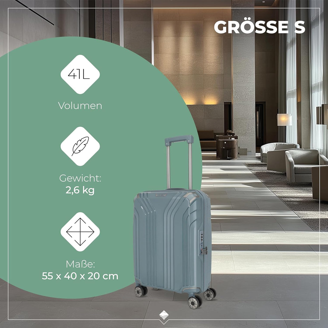 Travelite Kofferset 3 teilig Hartschale nachhaltig, Grössen S-M-L, ELVAA, Hartschalenkoffer Set mit