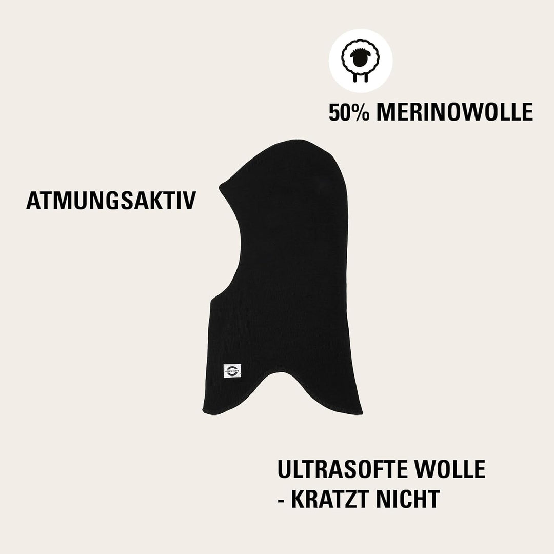 Mikk-line Schalmütze Kinder | Balaclava Kinder Mit 100% Mulesing-Freier Merinowolle | Isolierend Wol