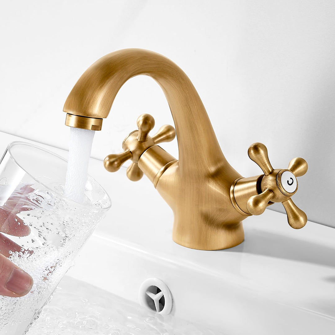 Wasserhahn Bad Antik, Waschtischarmatur Retro Armaturen Waschbecken Mischbatterie Zwei Griffe, Armat
