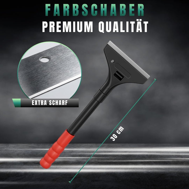 Green Home - Farbschaber PREMIUM 30 cm Tapetenschaber [Schnellwechselvorrichtung] - 100 mm inkl. 5 E