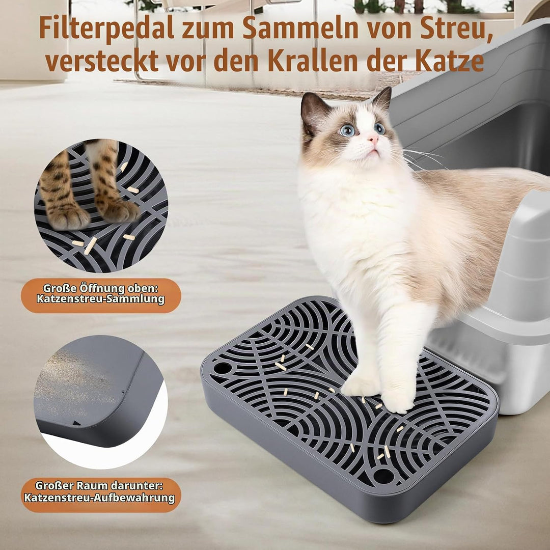Kunststoff Katzentreppe, Katzentoilettenrampe mit Filterfunktion, Katzenstreu-Filterpedal für Kätzch