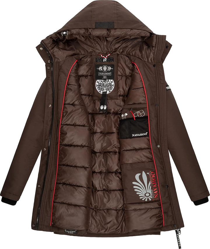 Navahoo Damen Warmer Winter Kurzmantel Blizzardstorm XS-3XL XS Dark Choco, XS Dark Choco