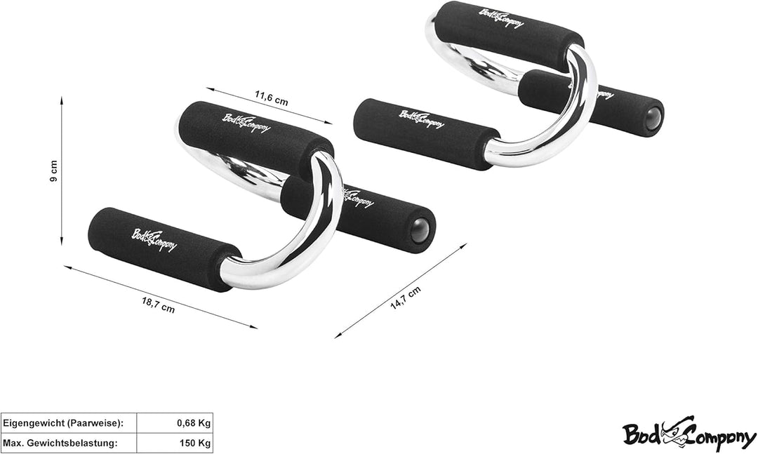 Bad Company Premium Liegestützgriffe I Push Up Stand Bar für Liegestütze mit gepolsterten Griffen I