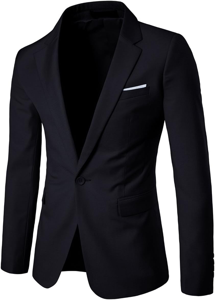 Allthemen Sakko Herren Slim Fit Anzugjacke EIN Knopf Sakko für Business 3XL Schwarz, 3XL Schwarz