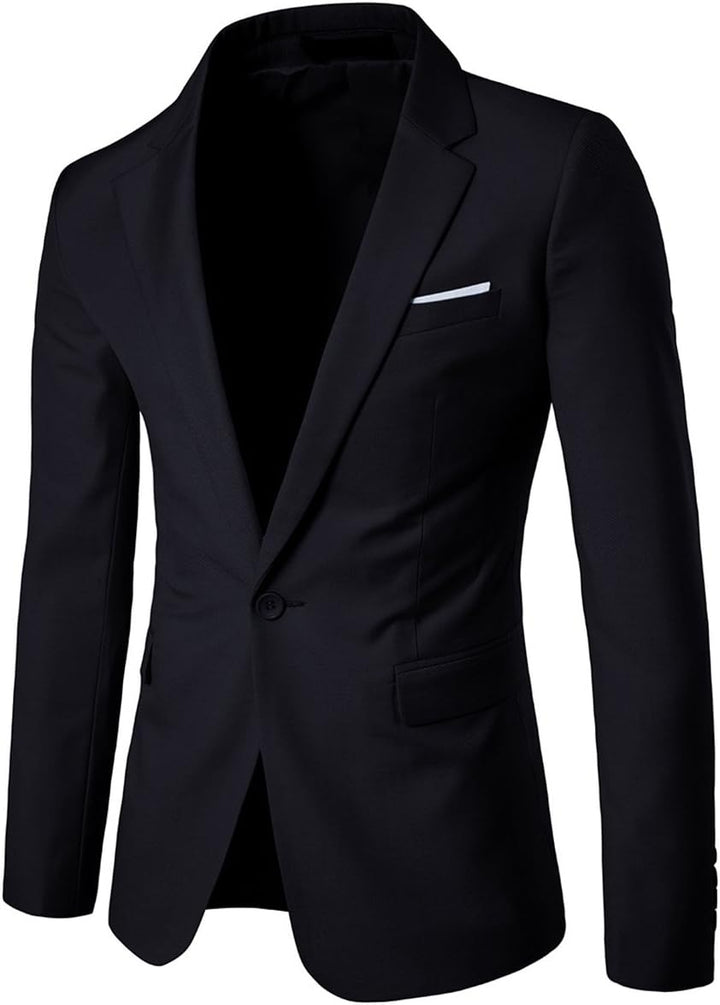 Allthemen Sakko Herren Slim Fit Anzugjacke EIN Knopf Sakko für Business 3XL Schwarz, 3XL Schwarz