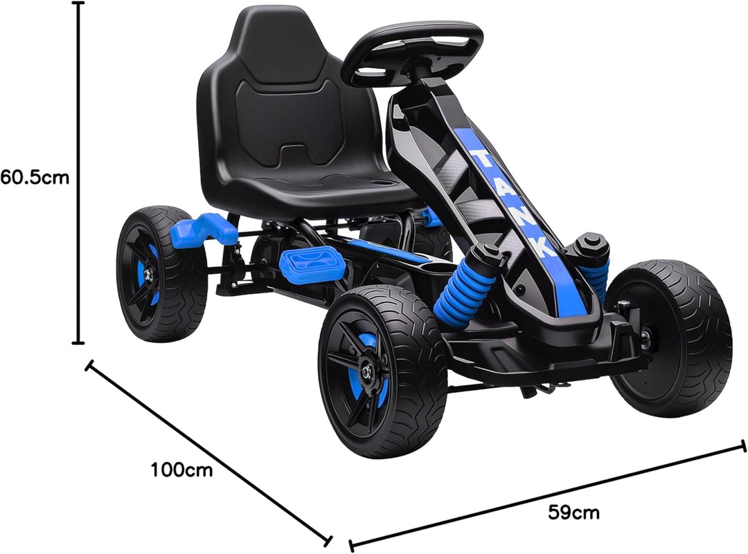 AIYAPLAY Gokart Tretauto mit Handbremse, Automatisches Kupplungssystem, Vor- und Rückwärtsgang, Tret