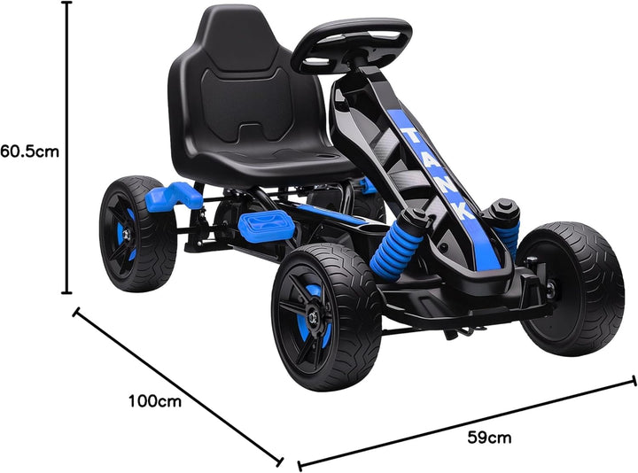 AIYAPLAY Gokart Tretauto mit Handbremse, Automatisches Kupplungssystem, Vor- und Rückwärtsgang, Tret