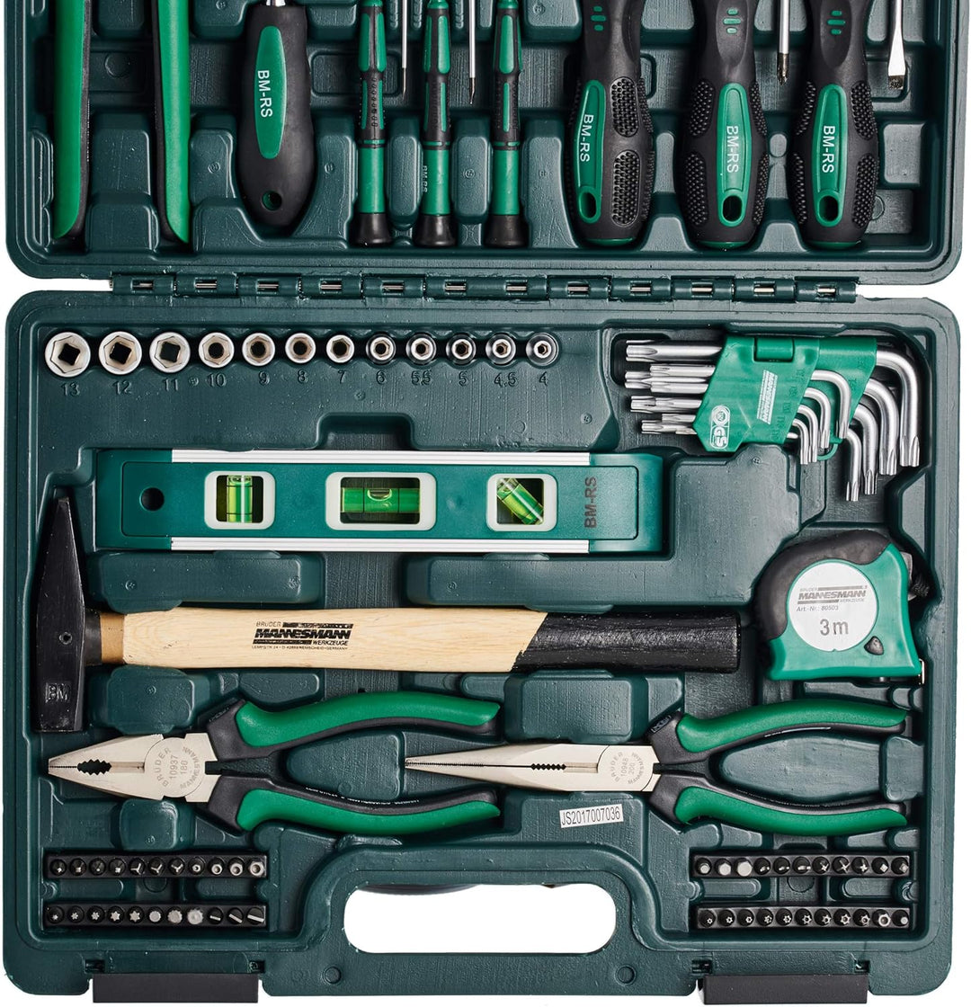 Brüder Mannesmann M29084 Werkzeugkoffer bestückt, 87-tlg & M 110-08 Gabelschlüsselsatz, 8-tlg, 6-22