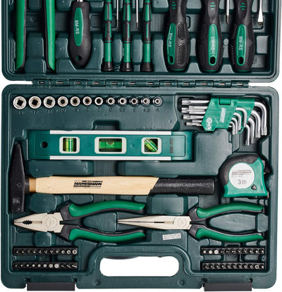 Brüder Mannesmann M29084 Werkzeugkoffer bestückt, 87-tlg & M 110-08 Gabelschlüsselsatz, 8-tlg, 6-22