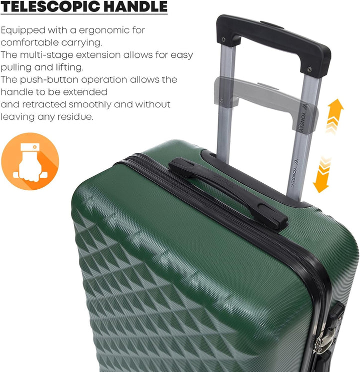 Premium Reisekoffer TSA-Schloss,YKK-Reissverschluss Hartschalen-Koffer Trolley Kabinenkoffer Rollkof