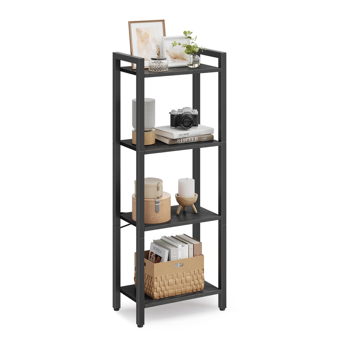 VASAGLE Regal, Bücherregal, Standregal, DVD-Regal, mit 4 Ebenen, Büroregal, offene Ablagen, für Büro