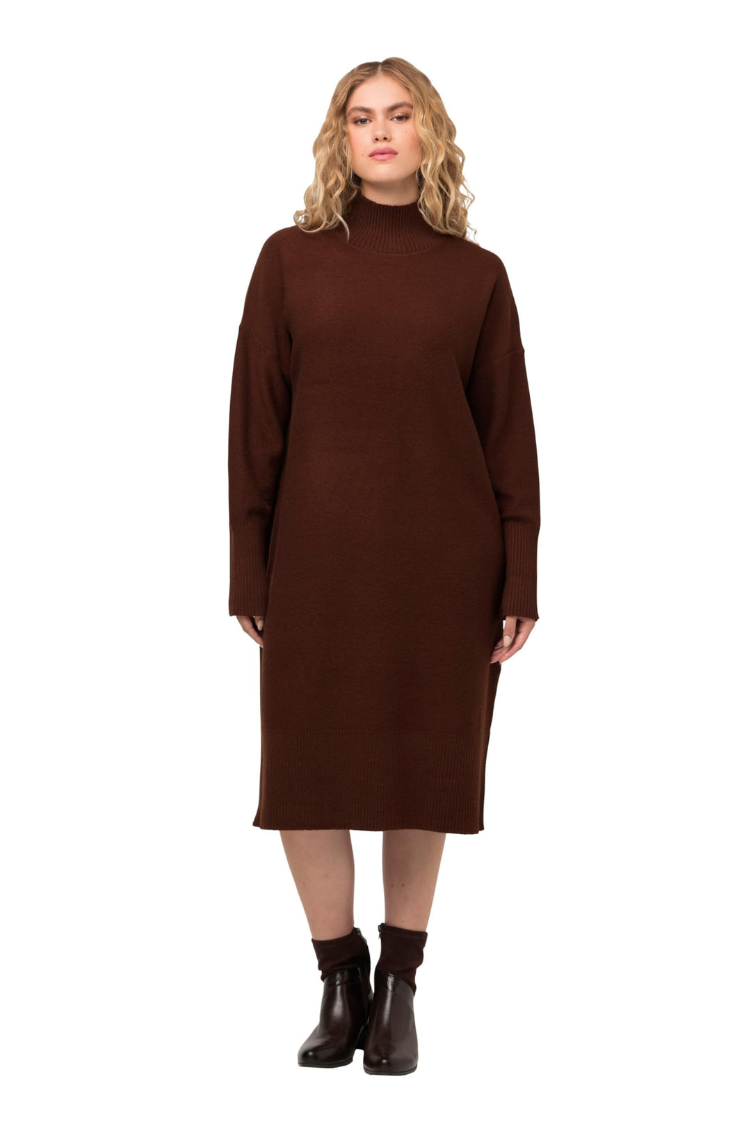 Ulla Popken Damen Strickkleid mit Stehkragen Kleider, 42-44 Grosse Grössen