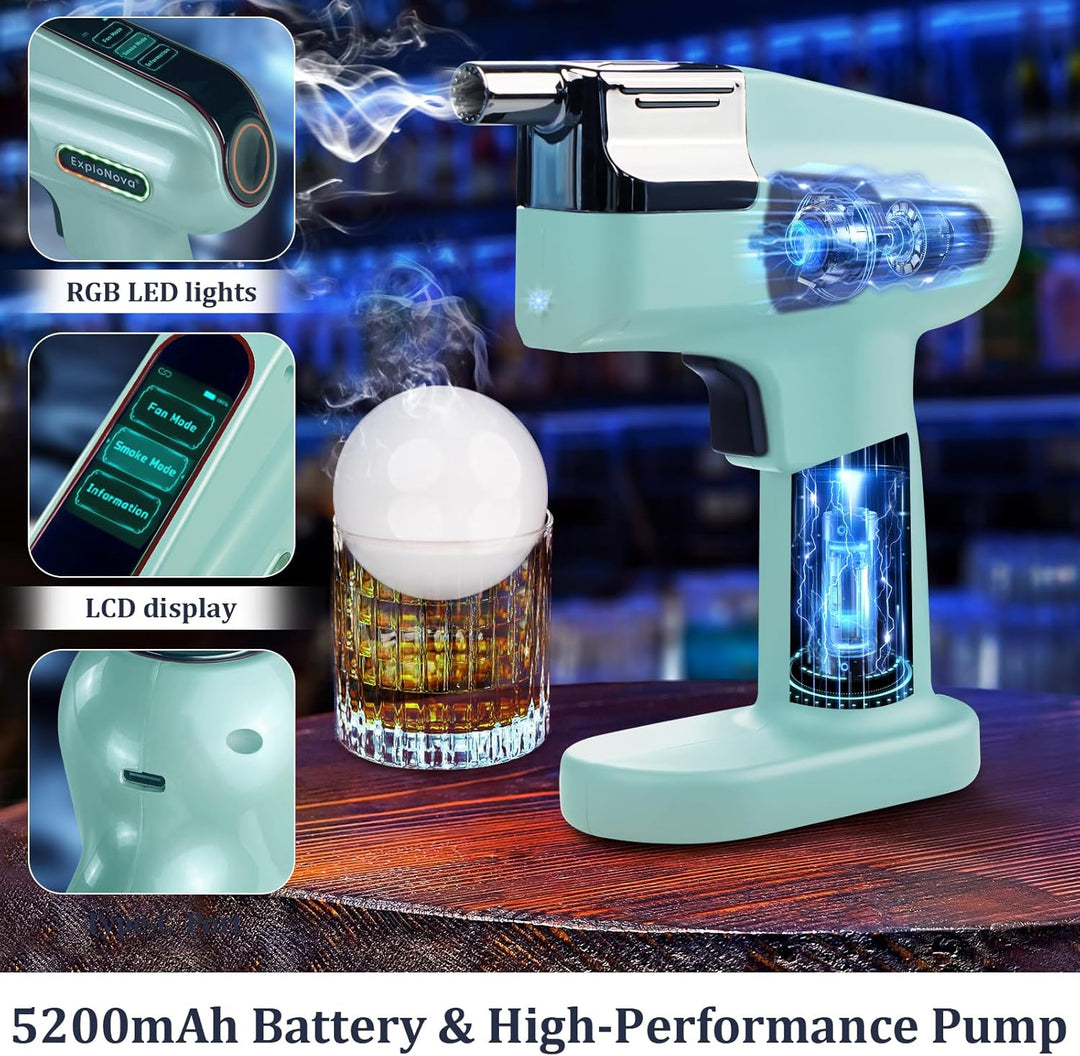 cocktailmaschine mit 5 Aroma Pods, essbarer Blase, Cocktail Bubble Smoke Gun, Whiskey Smoker Kit, pe