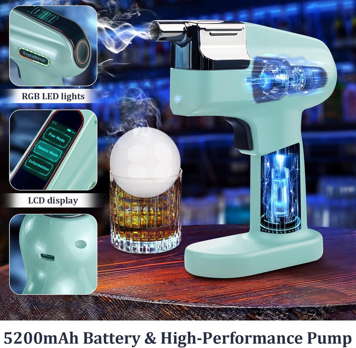 cocktailmaschine mit 5 Aroma Pods, essbarer Blase, Cocktail Bubble Smoke Gun, Whiskey Smoker Kit, pe