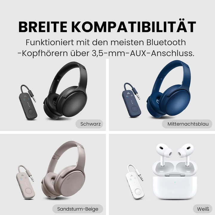 Avantree Relay - Premium Flugzeug Bluetooth 5.3 Adapter für alle Kopfhörer, apt-X geringe Latenz, un