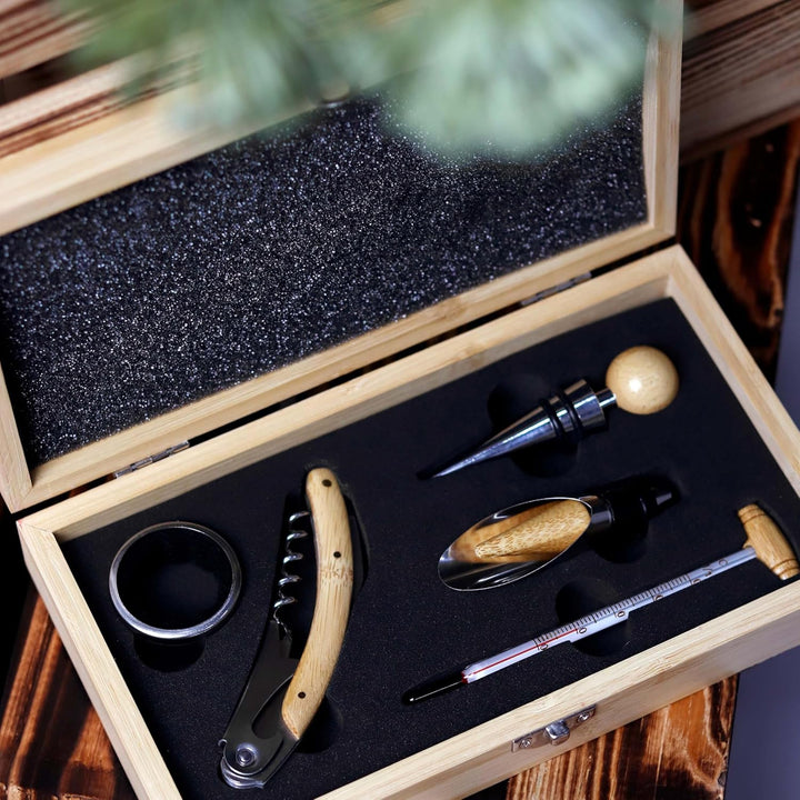 LAUBLUST Weinöffner Set Personalisiert mit Wunschtext - 5er Weinzubehörset als Geschenk zum Geburtst