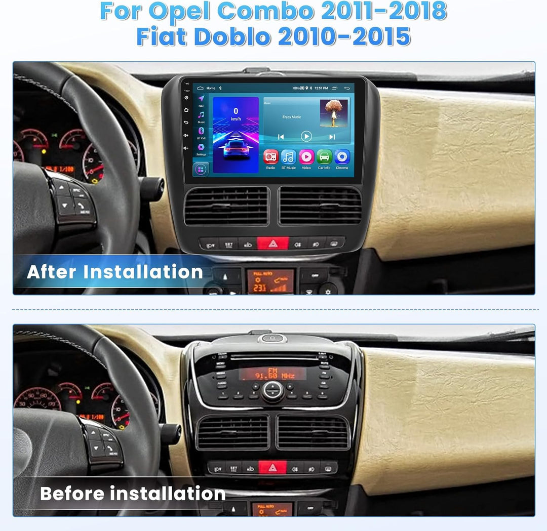 [2G+64G] Hikity Autoradio Navi Für FIAT Doblo 2010-2015 Opel Combo 2011-2018 Android 13 Wireless Car